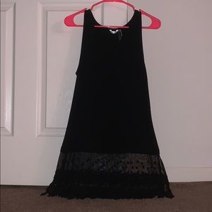 Long black shirt with lace on bottom